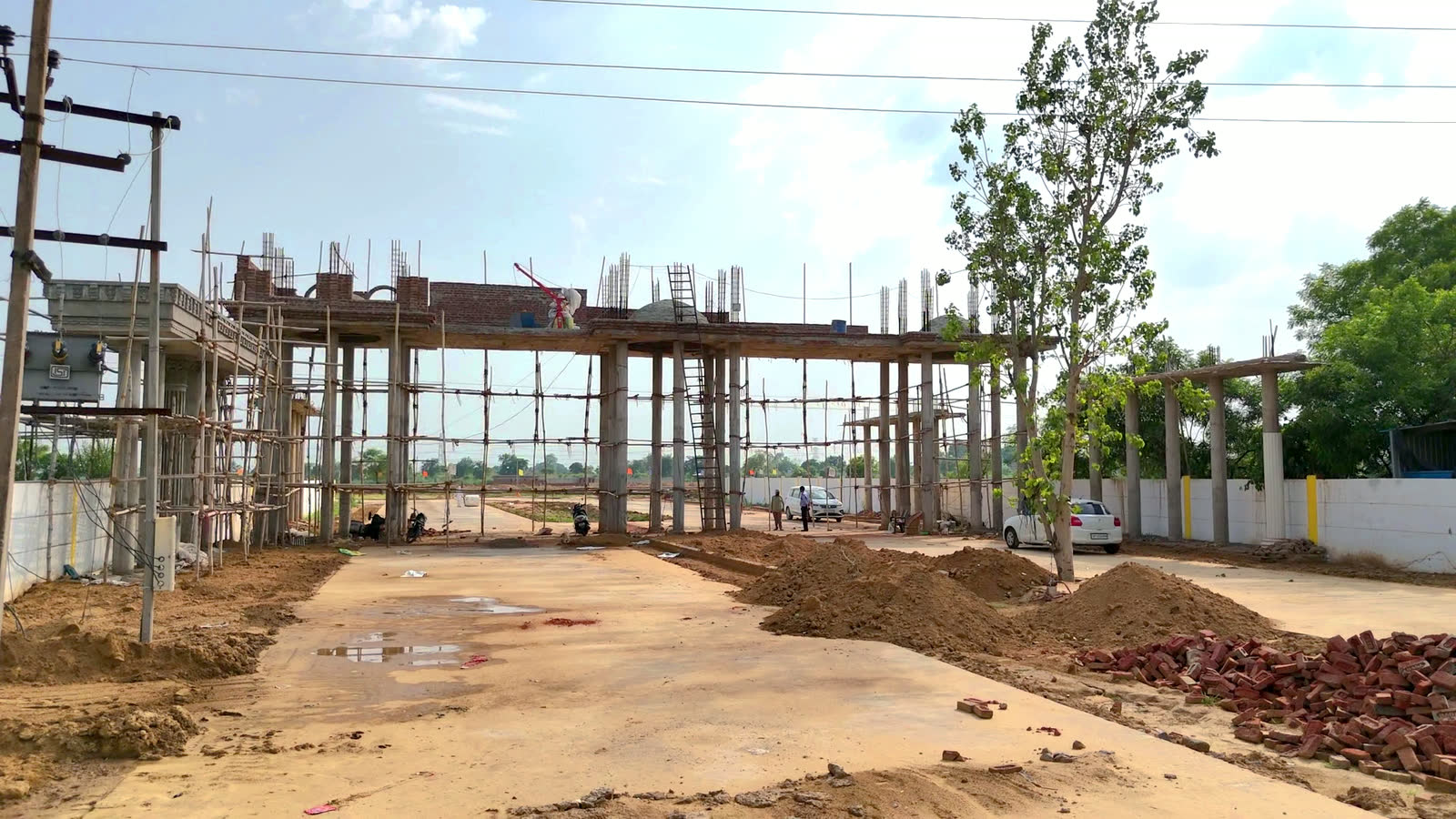 Main entrance gate structure under construction